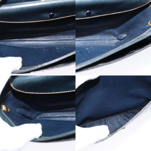 GUCCI Shoulder Bag Leather Navy Gold - Picture 12 of 13